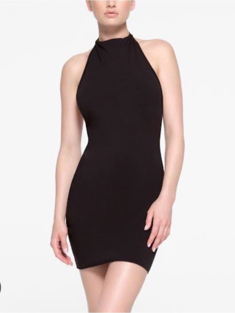 NWT SKIMS Cotton Twist Halter Mini Dress in Soot XL